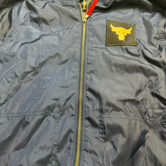 Under Armour Project Rock Amal Blue Freedom Storm Bomber Jacket Mens 1350992 408